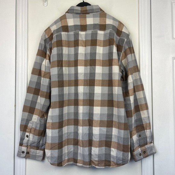 Carhartt Flannel Shirt Mens XL Loose Fit 100% Cotton Soft Warm Tan Gray Plaid - Picture 4 of 10